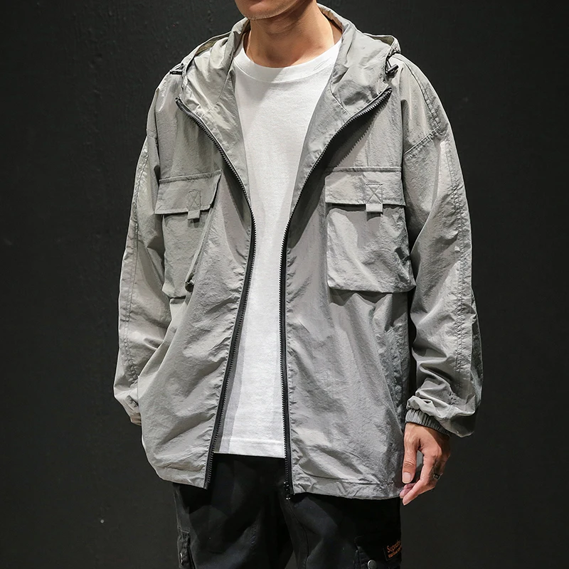 

Men's jacket 2019 summer new slim solid color large size jacket loose casual workwear jacket personality youth men's wear