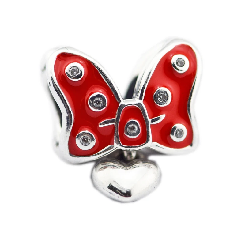 

Pandulaso Girl Mouse Bow dangle Charm Fits Charms Original Silver bracelet Woman DIY sterling silver beads for jewelry making