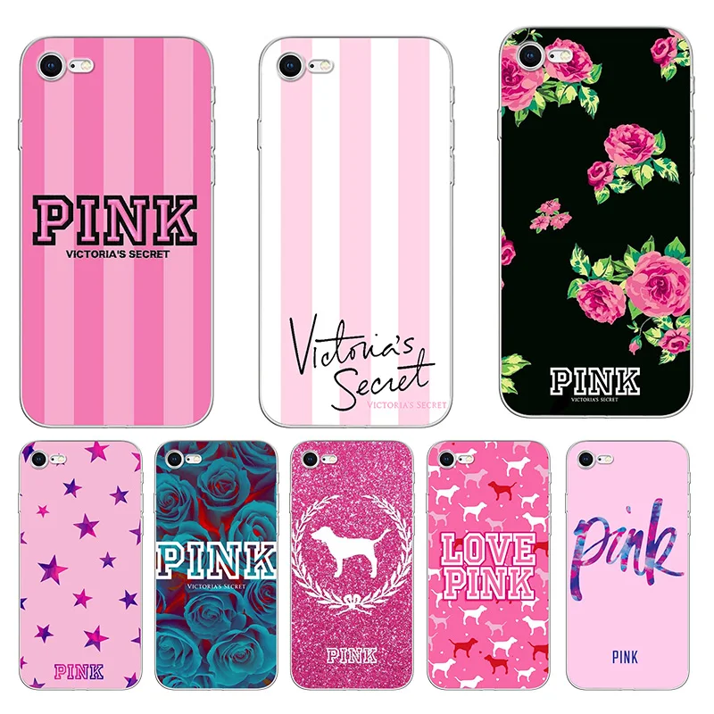 

Victoria Pink Color Phone Cases Cover For iPhone 6 6s 7 8 Plus XS MAX X XR 5S SE Secret Soft Silicon Coque VS Funda Bags Capinha