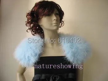 

Women's Winter Real Ostrich Fur Cape/Wrap/Pashmina Fashion Light Blue