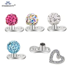 1 pc titânio 3 cor ferido bola dermal âncora piercing internamente rosqueado micro dermals piercing para menina 14g de aço cirúrgico