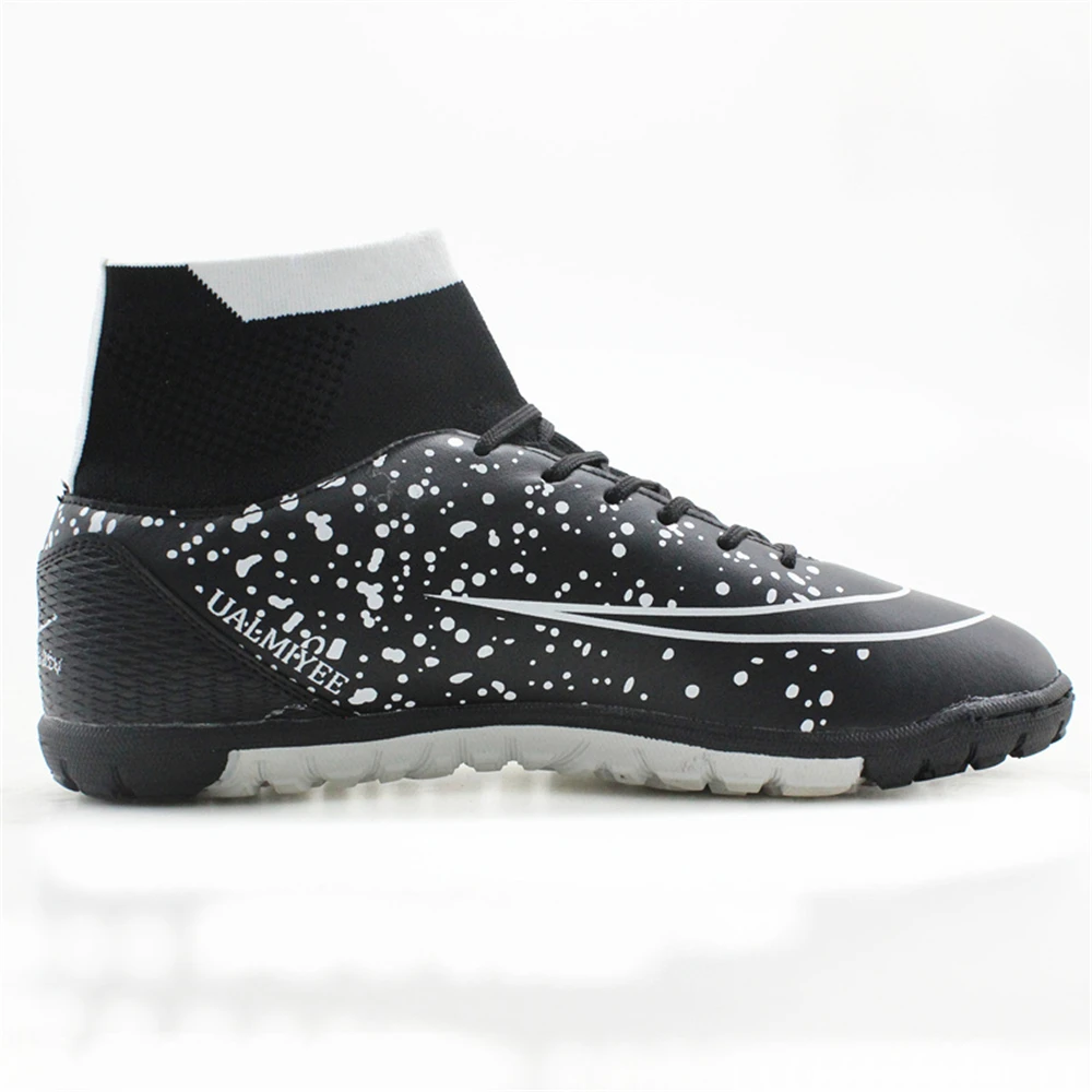 Мужские футбольные бутсы Maultby черные и белые с высокой подошвой #08W|soccer cleats|indoor