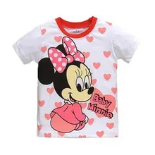 Baby girl Children T Shirt cartoon mouse Cotton summer Short Sleeve For child T shirt Tops Clothing for 2-7 year girls