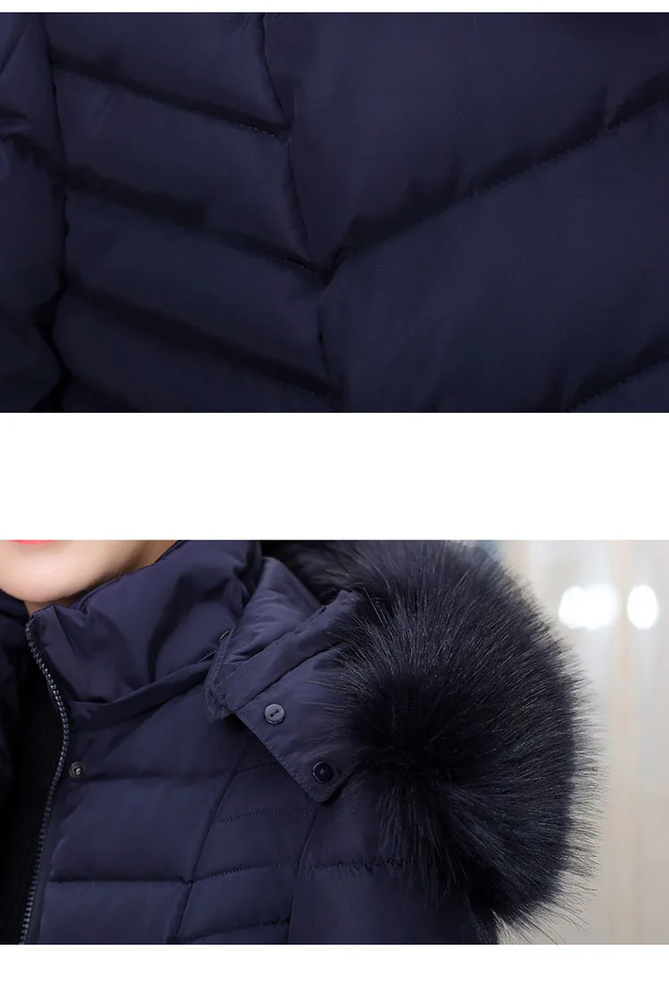 Pus Размер XL-6XL парка с капюшоном и воротником из искусственного меха женская однобортная Толстая теплая длинная куртка на молнии осень-зима