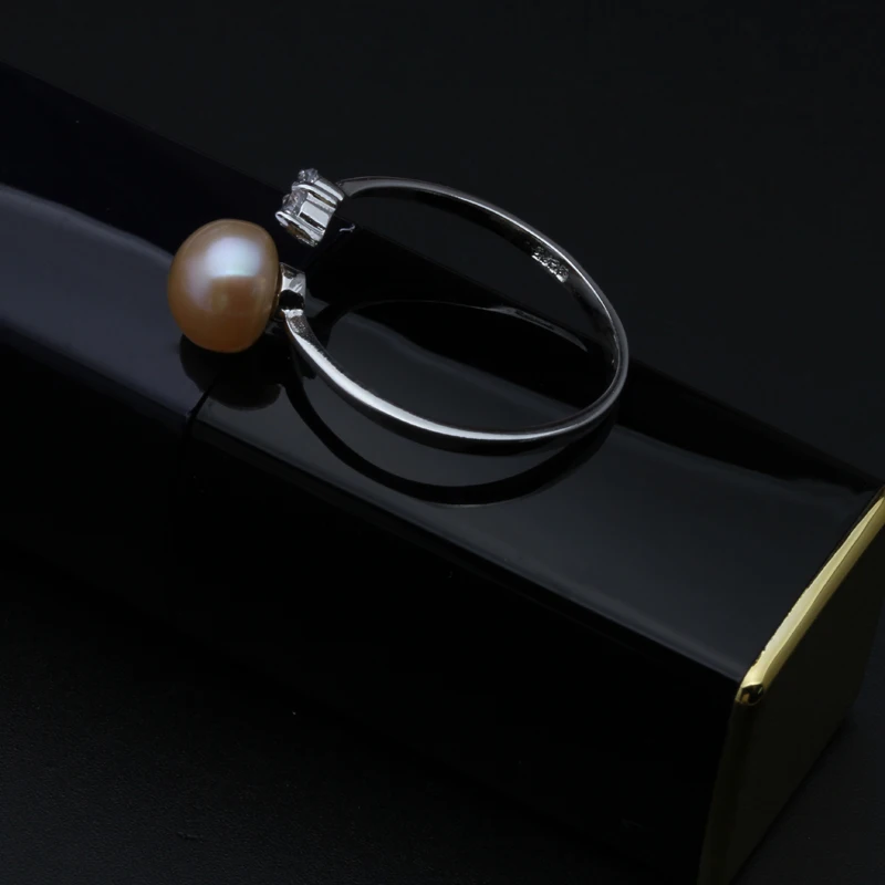 Мода Регулируемый натуральный черный жемчуг кольцо пресной воды жемчуг кольцо стерлингового серебра 925 Серебряное кольцо для женщин Свадебные ювелирные изделия