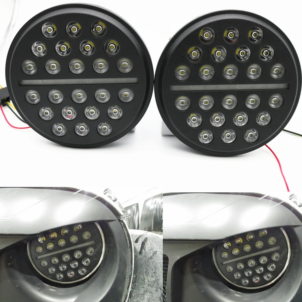 

2pcs For Jeep Wrangler JK TJ 72W 7inch Round LED Headlight H4 High/Low beam Auto Headlight With White DRL For Hummer Defender