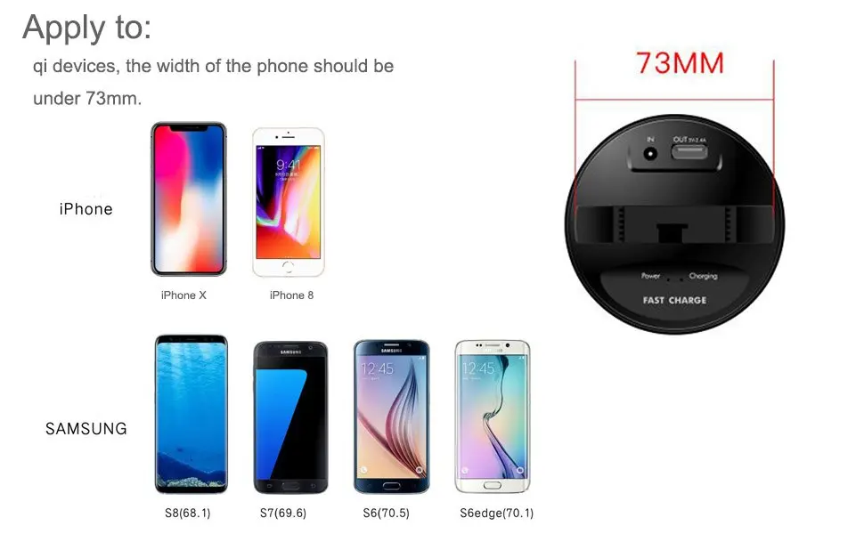 Ascromy For iPhone X Wireless Car Charger Cup Qi Charging Holder Stand for iPhone 8 Samsung Galaxy S9 S8 S7 S6 Induction Charger (3)
