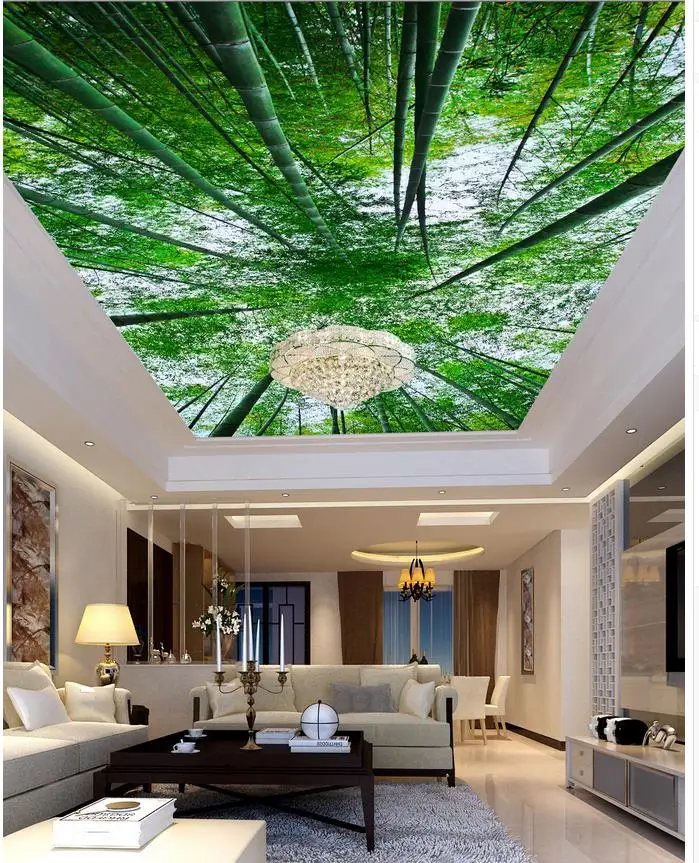 Fresh bamboo ceiling 3d room wallpaper landscape ceilings 3d murals