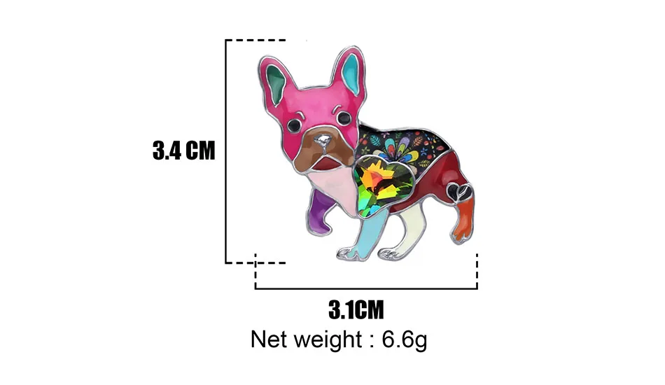 WEVENI сплав Эмаль Стразы Французский бульдог Мопс броши в форме собаки одежда булавка животное домашнее животное ювелирные изделия для женщин девочек подарок украшение