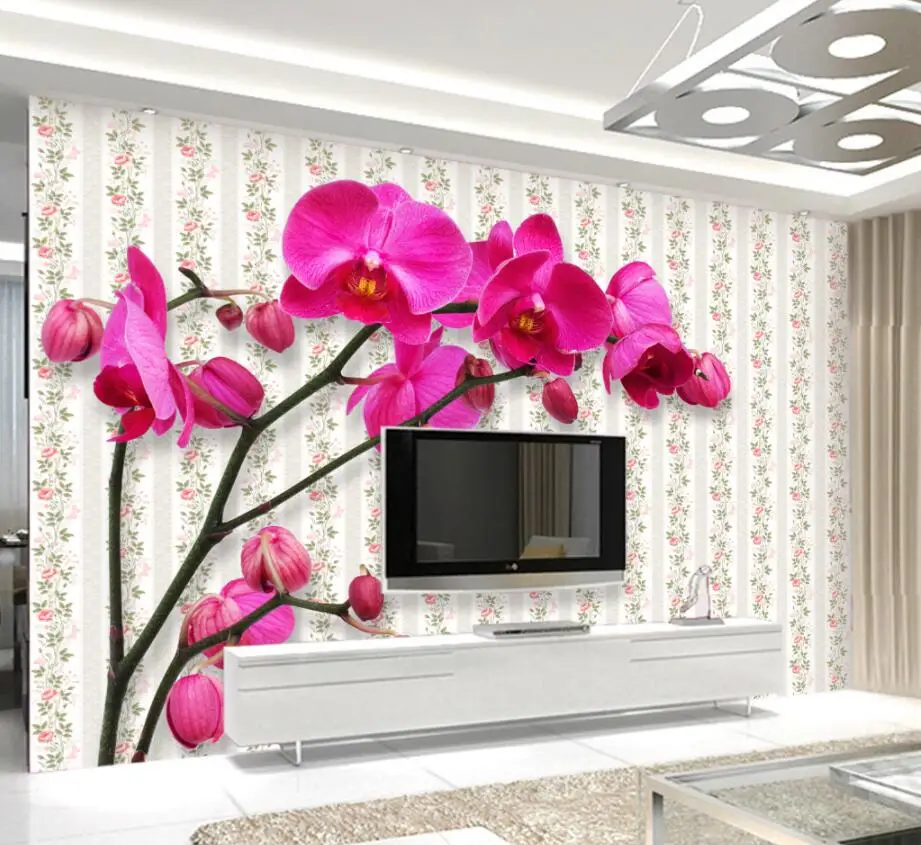 

beibehang Custom Wallpapers Living Room Phalaenopsis TV Walls 3D House Decorative Background Wall Murals photo 3d wallpaper