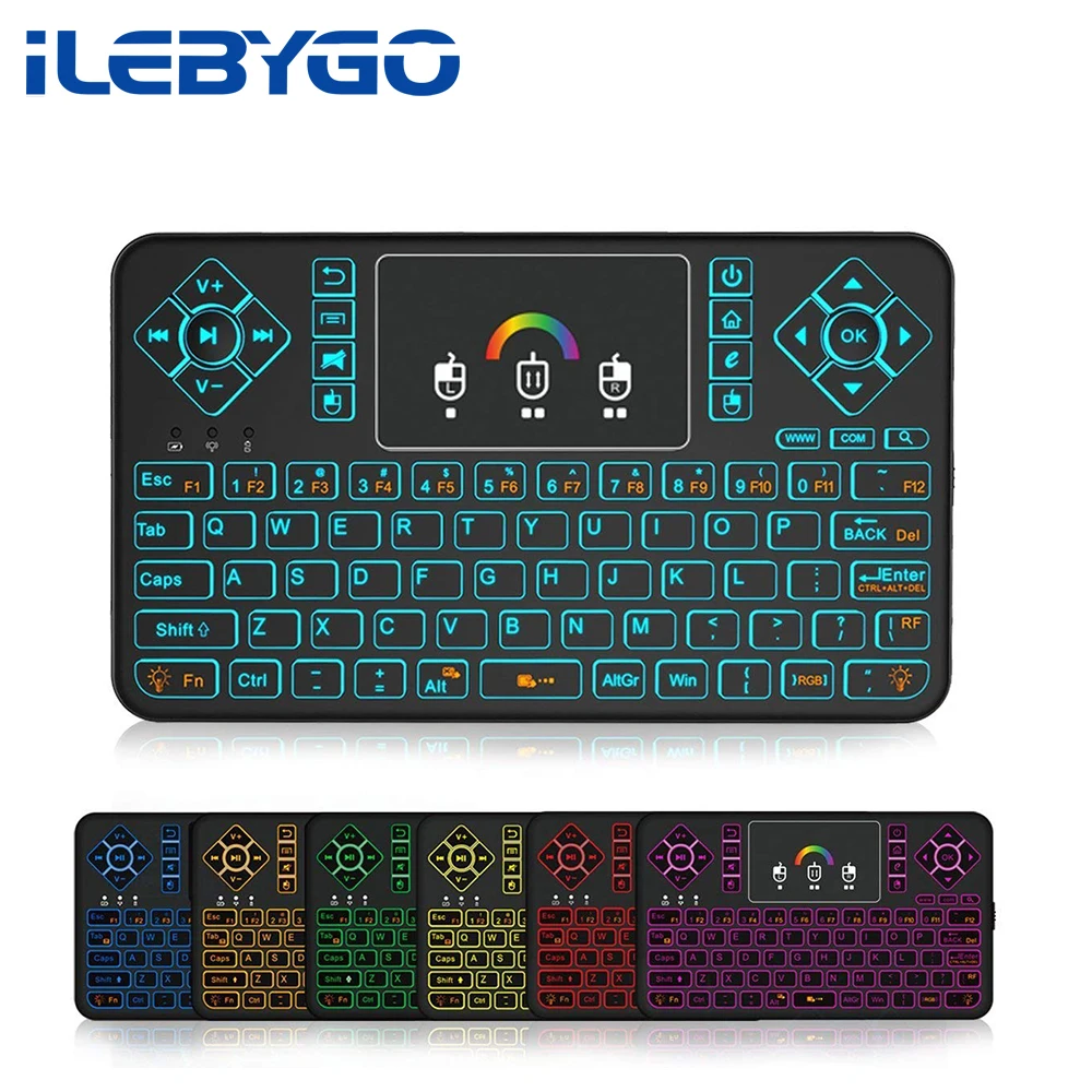 

3pcs/lot Q9 RF Wireless Keyboard 2.4G Air Mouse Combo Handheld Remote Control w/Touchpad Colorful Backlight For Android TV BOX