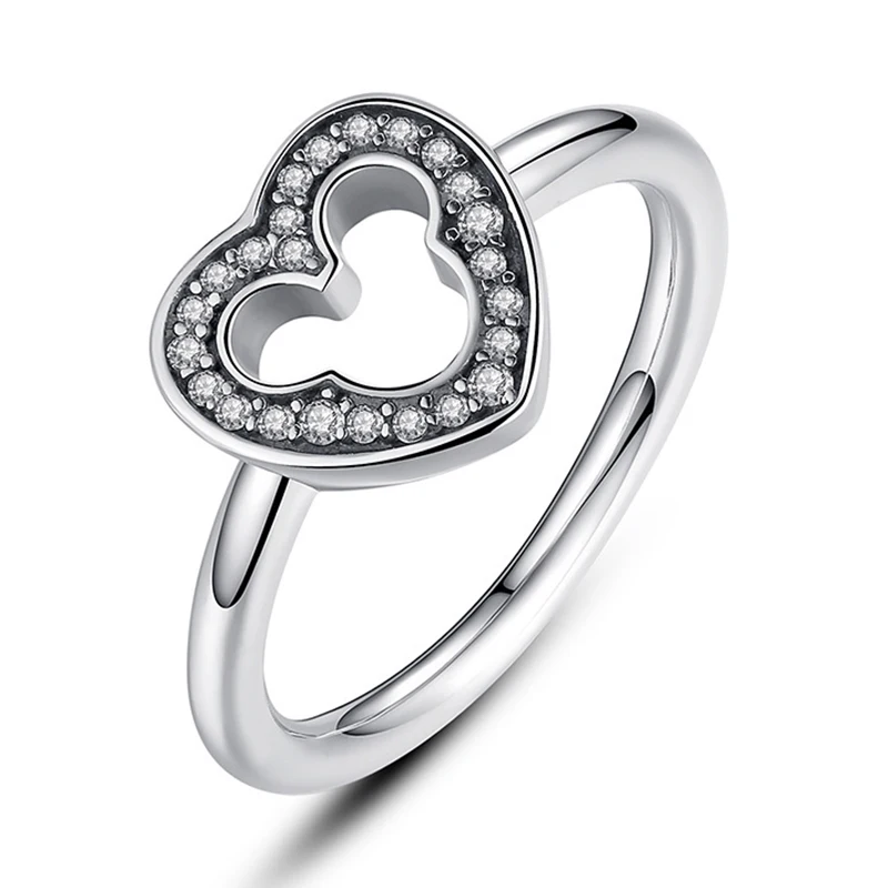 Модное Кристальное серебряное кольцо для женщин, цветок любовь, сердце, корона, кольца на палец, коктейльное Фирменное кольцо, ювелирное изделие, Прямая поставка