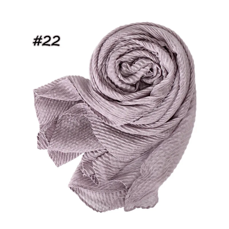 Модный шарф из вискозы в полоску с волнистыми морщинками для женщин высокого качества, пашминовый палантин, Foulards Bufandas, мусульманский хиджаб, снуд - Цвет: 22