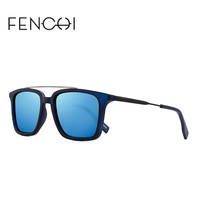 FENCHI Sunglasses Men Polarized Design Square Retro Driving Vintage Fishing Metal Sun glasses lunettes de soleil homme
