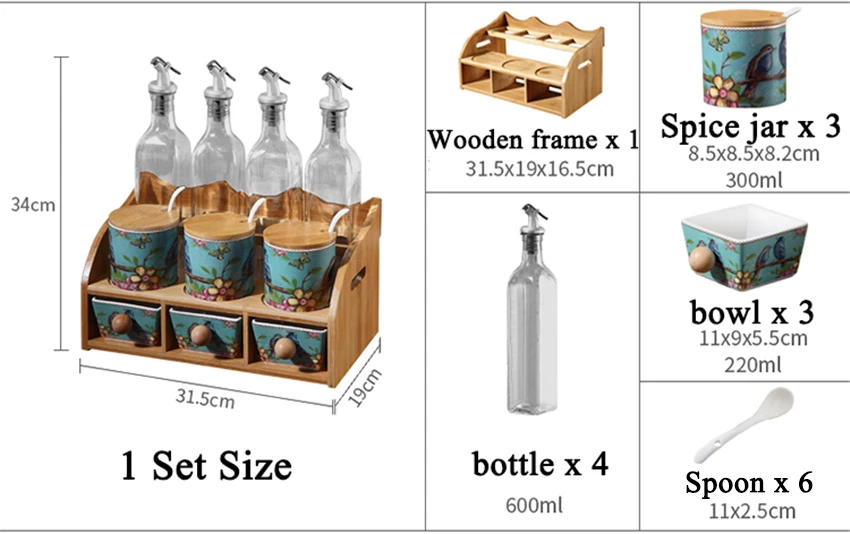 Универсальный керамический приправа набор банок, масляные бутылки, Европейский двойной слой специй стойки бутылка для уксуса, масло приправа коробка Кухня Полка