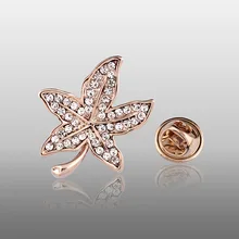 2017 New Exquisite Rhinestone Maple Brooch Pins For Women Collar,Bride pins,fashion ladies small gold brooches pins for wedding