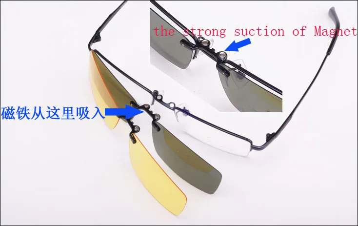 Оправа для очков для мужчин+ 2 шт. магнитные солнцезащитные очки с клипсой UV400 желтые поляризованные очки ночного видения серебряное зеркало для вождения