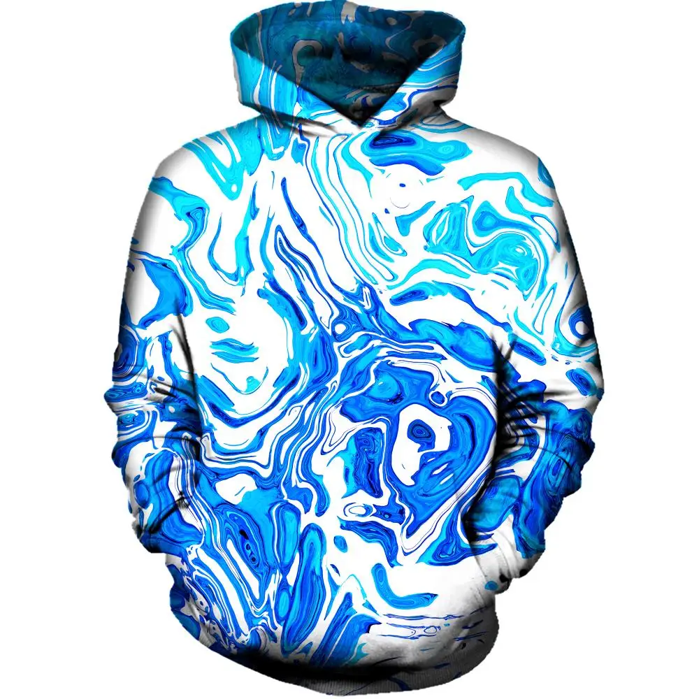 Abstract Blue Liquid Hoodie Men Women Fashion Autumn Long Sleeve Hooded ...