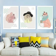 

Nordic Canvas Painting Cute Animal Waterproof Ink Paintings Home Decoration Brand New Design Wall Art For Living Room