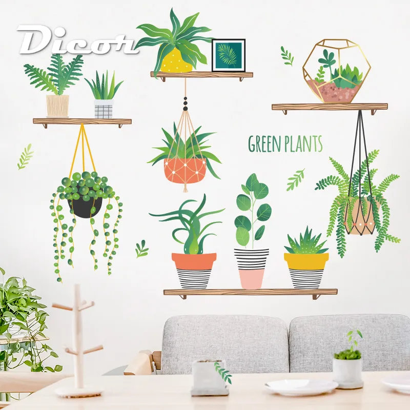 Наклейки на стену DICOR DIY Горшечное растение для домашнего декора Кухонное