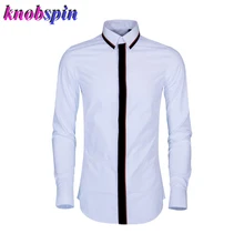 Красный волнистый лоскутный с вышивкой Мужская рубашка высокое качество 80% хлопок Бизнес Мужские рубашки тонкие мужские рубашки