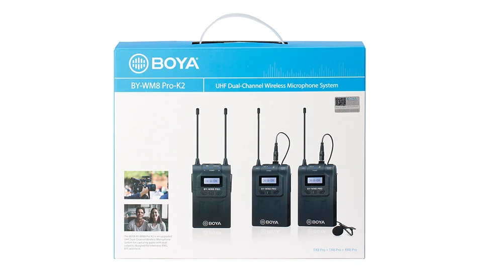 Boya BY-WM8 Pro K1 K2 UHF Двухканальный беспроводной микрофон Система интервью приемник передатчик для iPhone DSLR камеры