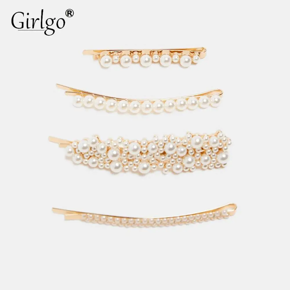 

Girlgo Boho Pearl ZA Barrettes for Women Fashion Luxury Bling Hair Clip Accessories Jewelry Wedding Party Bijoux Wholesale Ins