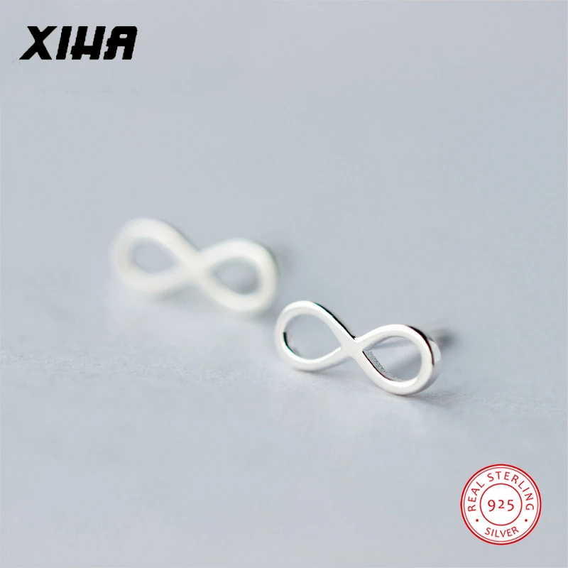 

Sterling Silver 925 Earrings for Girls Kids Child Simple Inifinity Small Stud Earring for Women Korean Minimalist Cute Earring