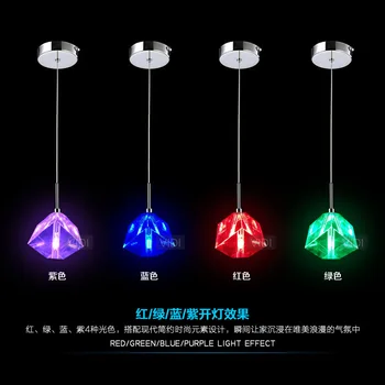 

LED single head crystal small chandelier simple aisles light modern color porch bar lamp balcony bedroom dining room light