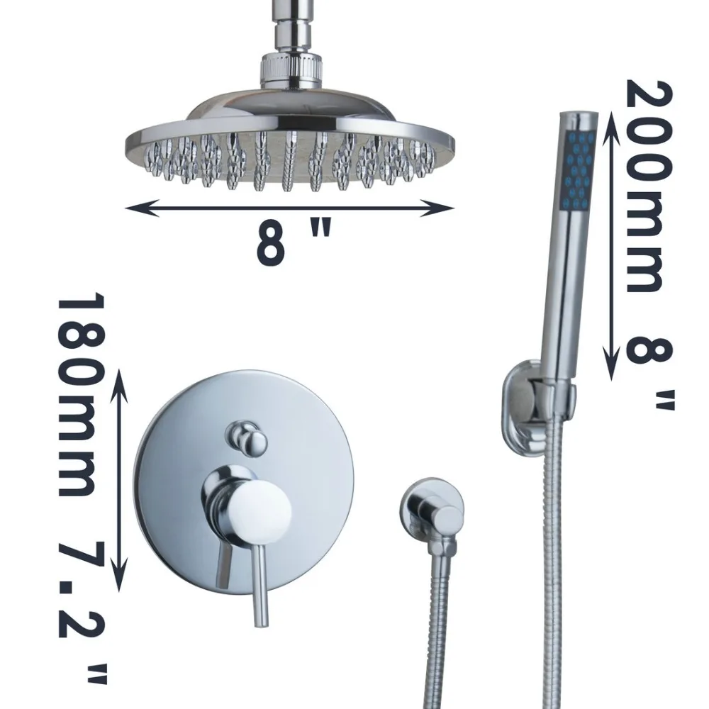 YANKSMART Celing mount круглый " имитация ливня душевая головка кран в ванную для ванны, хромированный смесители душевой набор