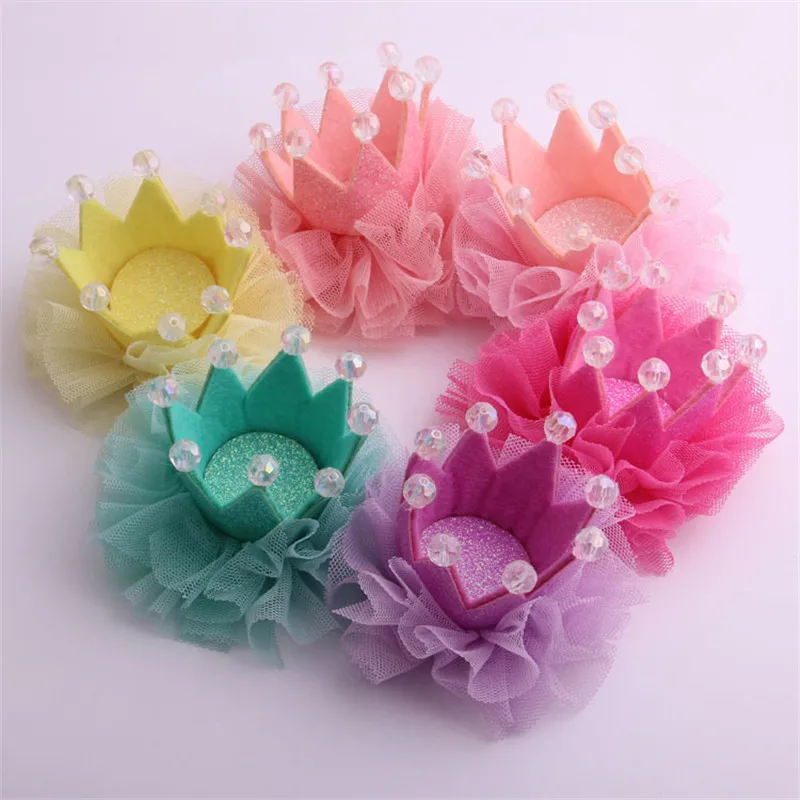 40PCs/Lot Kawaii 3D Floral Chiffon Balls Decorated Ice Cream button Patch Sticker Hair Jewelry Ornament Accessories Craft