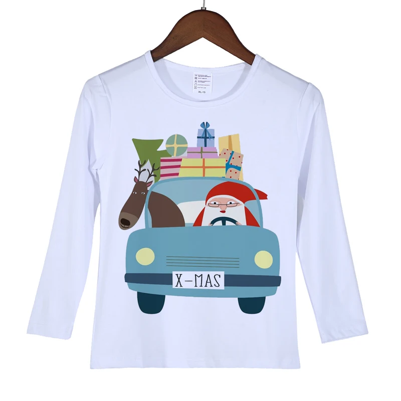 shark santa claus Christmas boy girls t shirt casual long sleeve t-shirt children's clothing kids tee costume for baby tops O-23