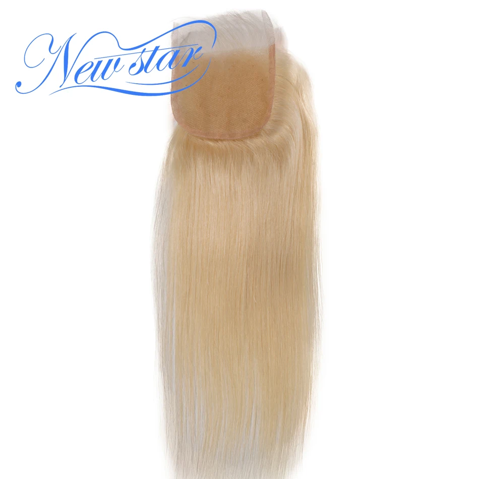 Новая звезда бразильский#613 блонд прямые кружева 4 ''x 4'' часть закрывает отбеленные узлы с волосами младенца Человеческие волосы remy