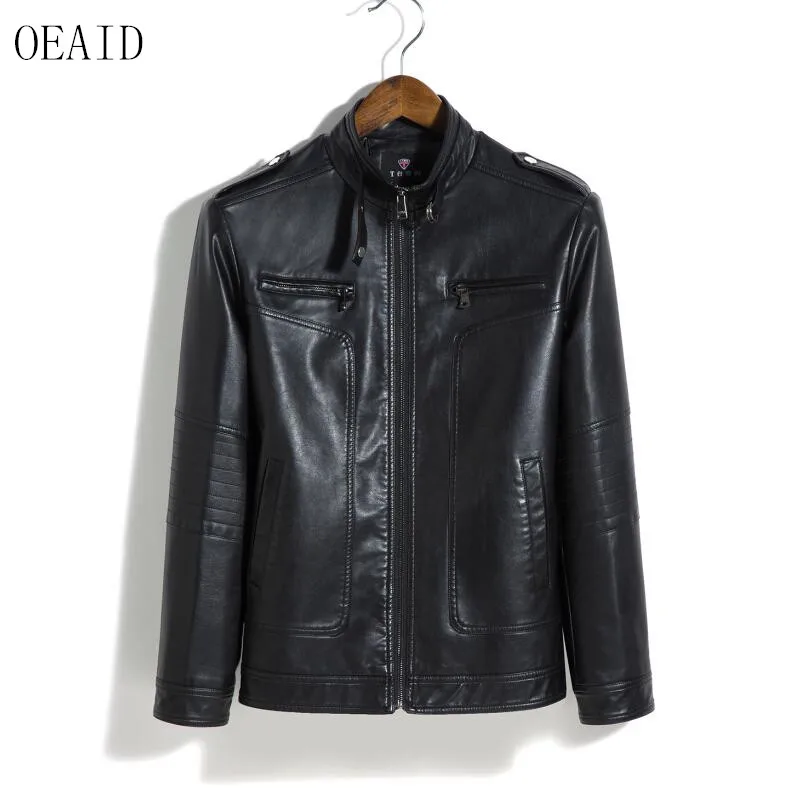 

OEAID Plus Size Leather Jacket Men 2019 New Leather Coat Men Short Slim Spring And Autumn Male Motorcycle Leather Clothing Red