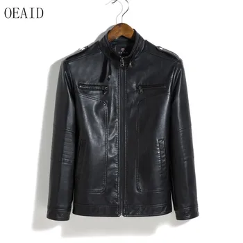 

Plus Size Leather Jacket Men 2019 New Leather Coat Men Short Slim Spring And Autumn Male Motorcycle Leather Clothing Red OEAID