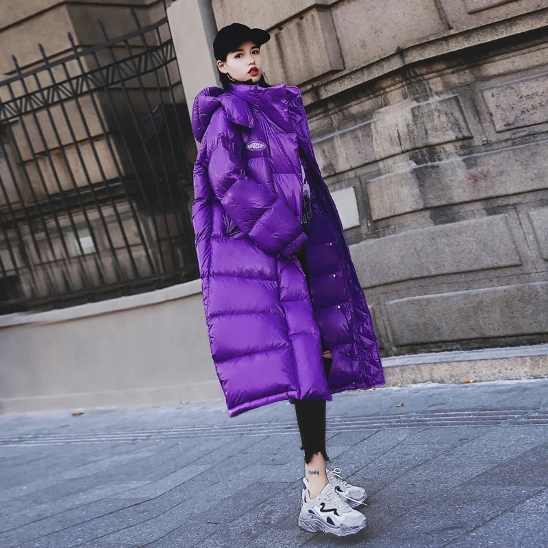 

Winter Jacket Women Casual Parka Sustans Female Thick Warm Outwear Hooded Long Coat Cotton Padded Snow Wear PURPLR BLACK BLUE