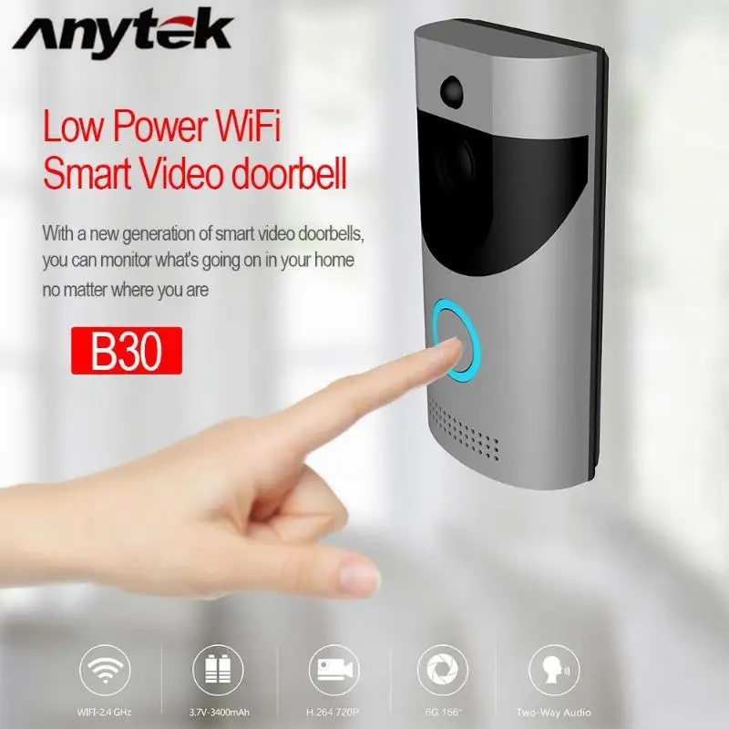 Anytek B30 беспроводной WiFi домофон видео дверной звонок камера+ B10 дверной звонок приемник набор дверной Звонок камера Wifi видео ночное видение