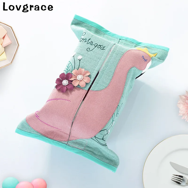 Lovgrace бесплатная доставка хлопок лен мультяшный узор коробка для салфеток