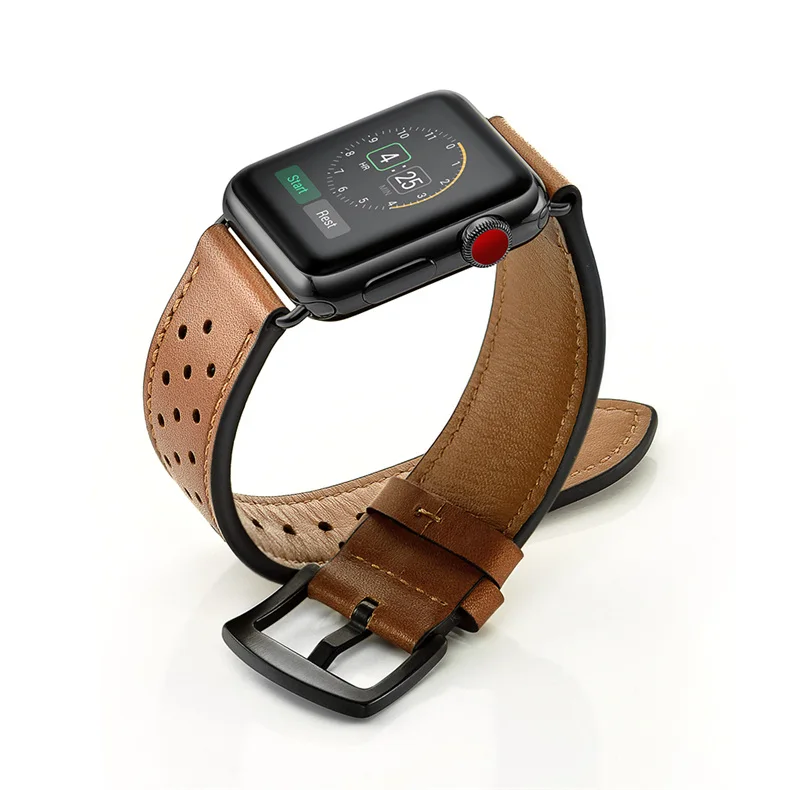 Кожаный ремешок для apple watch 4 ремешка 44 мм 40 мм iWatch 42 мм 38 мм первый слой из натуральной кожи ремешок для apple watch 3 21 - Цвет ремешка: brown