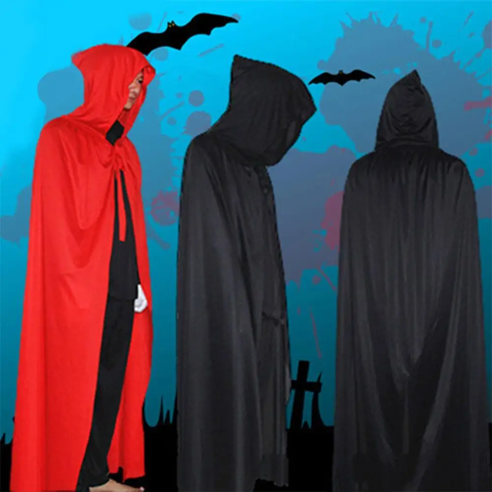 Накидка Унисекс На Хэллоуин, темный плащ Жнеца на шнуровке, нарядное платье, костюм для косплея, черный, с капюшоном, одежда вампира, демона смерти