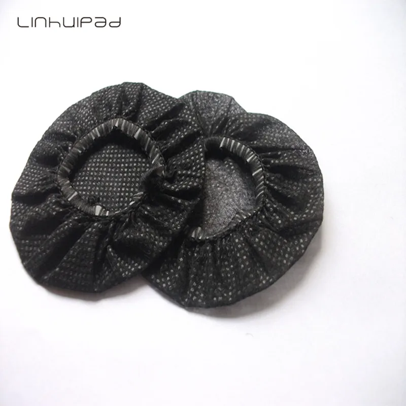 Linhuipad 12 13cm Black Non Woven Disposable Sanitary Headphone Cover 20pcs lot Free shipping