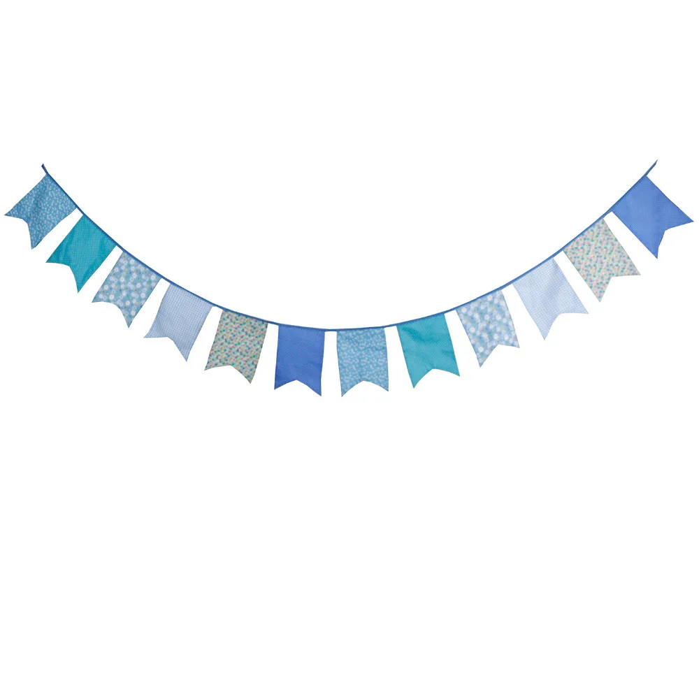 1pcs 3.1M Blue Flower Wedding Cotton Bunting Banners Children Birthday