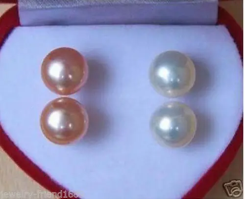 

Wholesale price 16new Jewelry 2 Pairs 7-8MM White Pink Pearl Earring