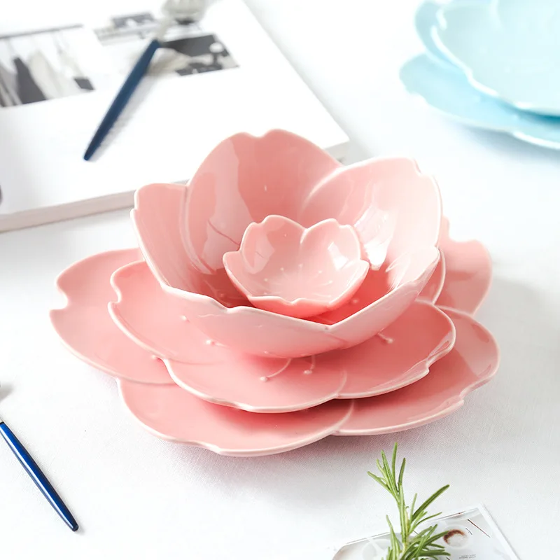 Керамическая тарелка Сакура форма поднос плоская тарелка набор японский стиль цветок фарфоровая посуда Basso-relievo десертная тарелка лоток для еды
