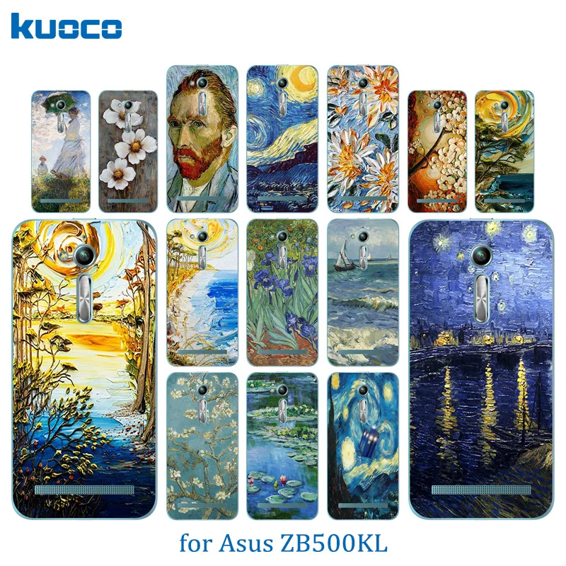 

For Asus Zenfone Go ZB500KL Case Soft TPU Van Gogh Pattern For Asus Zenfone Go ZB500KG 5.0inch Silicon Cover Phone Bag