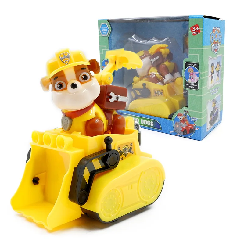 Beste Derde Seizoen Poot Patrouille Een Knop Vervorming met Auto Muziek Lichten Anime Patrol Beeldje Speelgoed Canina Model Jongens Speelgoed D13