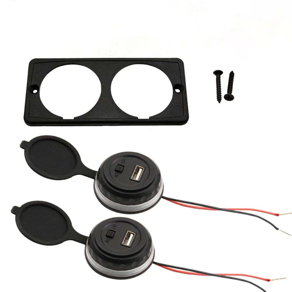 

12V Motorcycle Car Waterproof USB Power Charger Port Adapter Auto Charger W/Dual Panel ABS Car Charger For phone Tablet