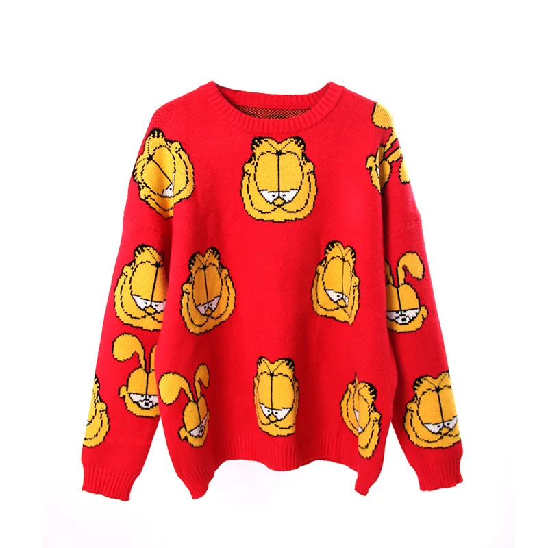 

Garfield Korean Version Of The Head Loose Comfortable Solid Color Thick Warm Shirt 2019 Autumn And Winter Knitted Shirt Women