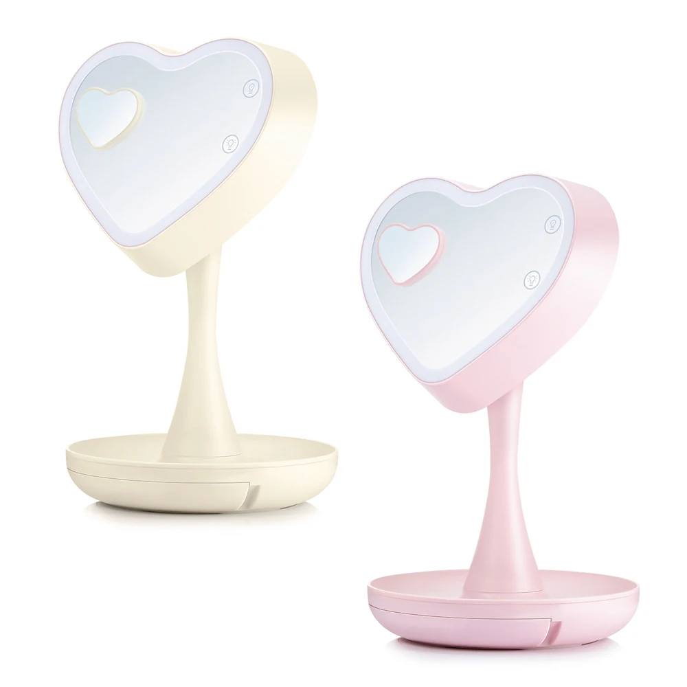 

2000 MAH LI-ION Battery Lightme LED Makeup Vanity Light Heart Shape With 1X / 3X Magnifying Mirror Makeup Mirror Light Z25