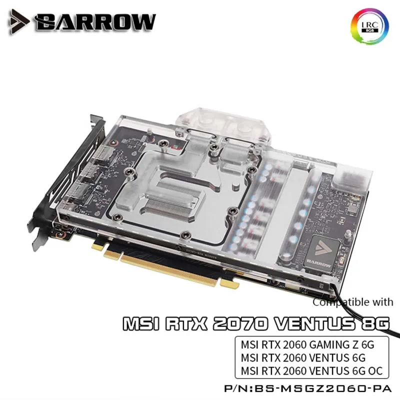  Barrow GPU Water Block for MSI RTX 2070 Ventus 8G/RTX 2060 Gaming Z Ventus 6G Full Cover Graphics C
